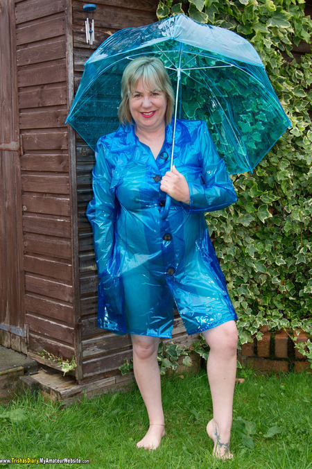 TrishasDiary - PVC Raincoat in the Garden Gallery